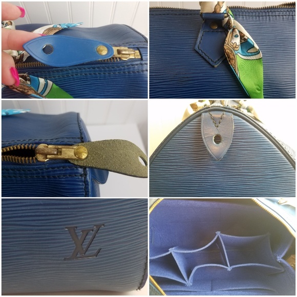 AUTHENTIC LOUIS VUITTON SPEEDY 40 EPI Blue Handbag - Picture 5 of 8